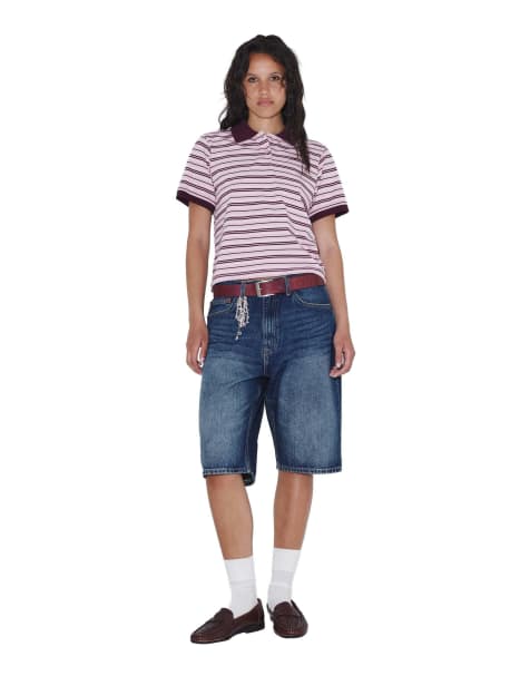 Dr Denim Jade ss polo in pink - view 1