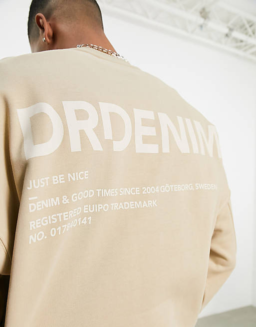 Dr Denim Justus sweatshirt with back print branding in beige Exclusive ...