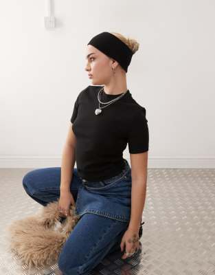 Dr Denim Kenna Slim Fit Sculpt Short Sleeve T-shirt In Black