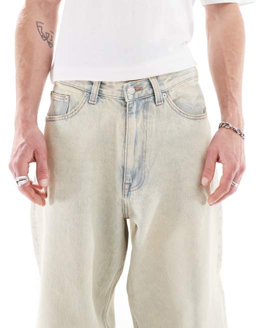 Dr Denim Kobe baggy fit mid waist jeans in stream pale vintage light wash blue