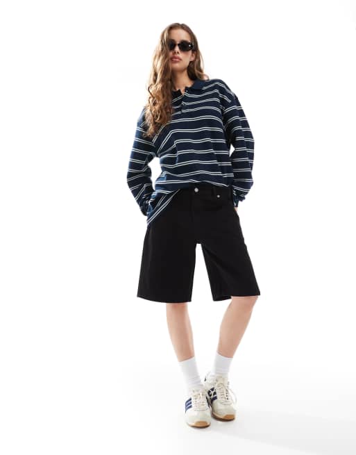 Dr Denim - Lea - Jorts neri taglio comodo a vita bassa