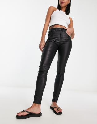 Dr Denim Lexy Coated Skinny Jeans In Black