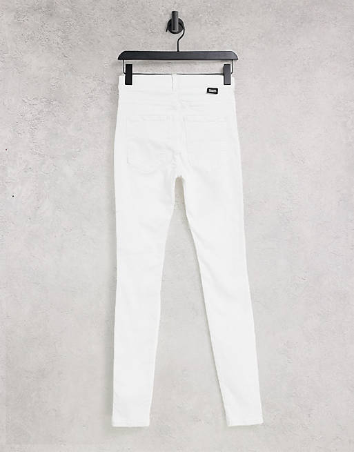 Women Dr Denim Lexy mid rise super skinny jeans in white 