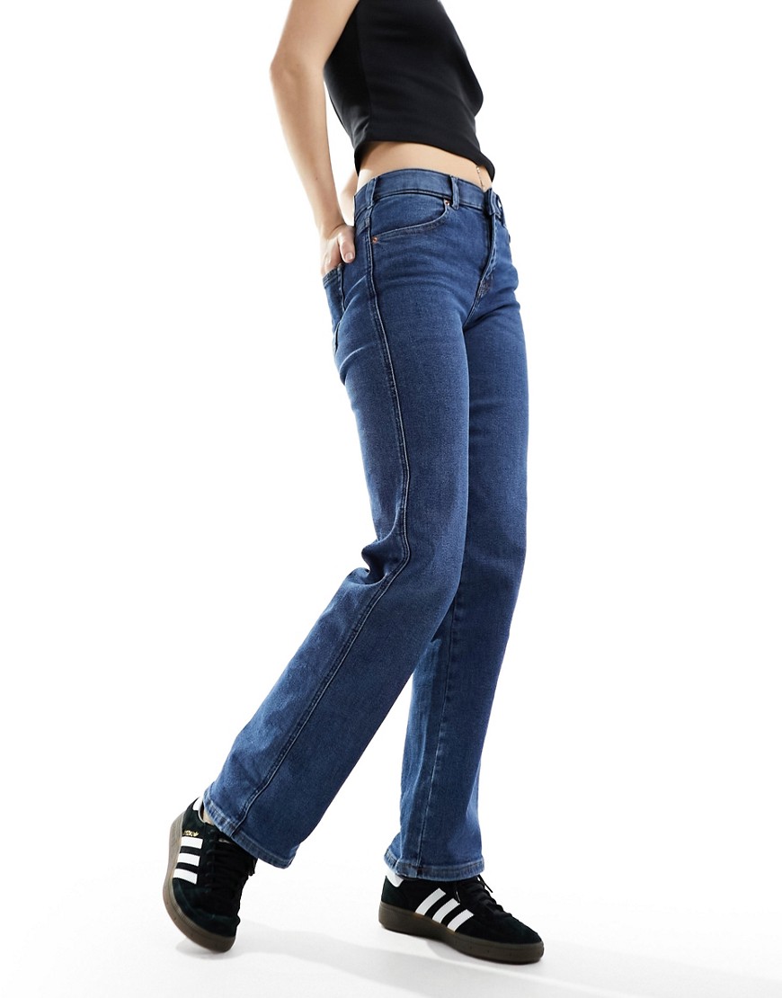Dr Denim Lexy Mid Waist Slim Fit Straight Leg Jeans In Cape Dark Used-blue