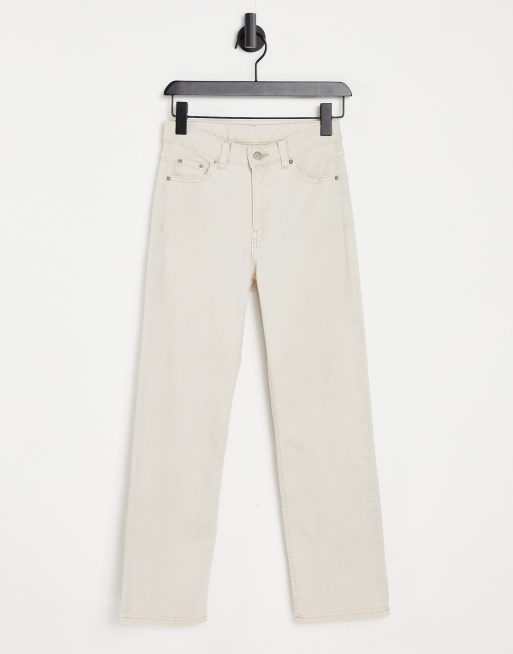 Dr Denim – Li – Naturvita, ankellånga jeans med hög midja