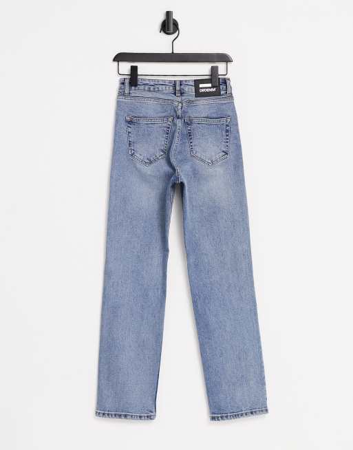Dr Denim Li straight leg mid rise jeans in light wash blue, 2 of 4