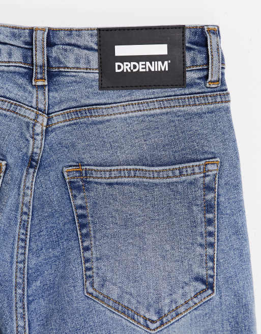 Dr Denim Li straight leg mid rise jeans in light wash blue, 4 of 4