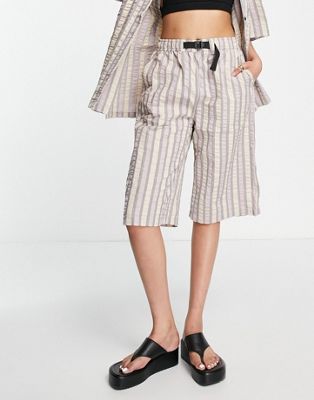 Dr Denim longline striped shorts co-ord in grey - ASOS Price Checker