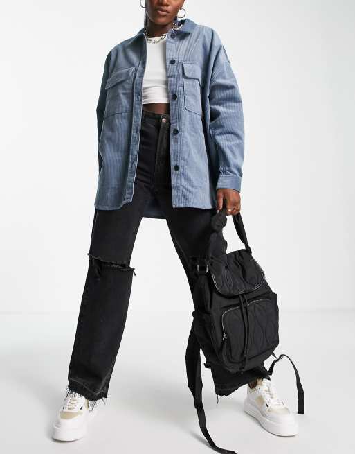 Dr Denim loose fit shirt in blue corduroy