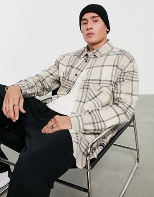 Dr Denim loose fit shirt in stone check