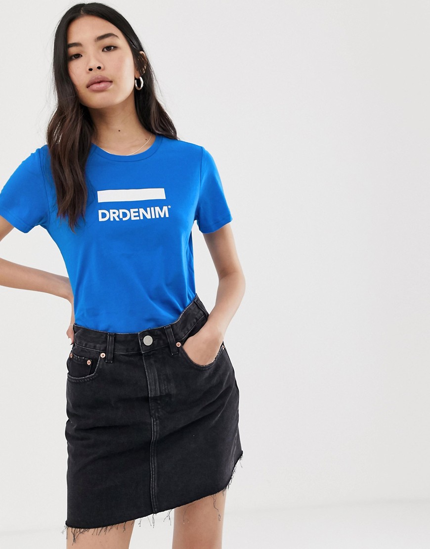 Dr Denim – Luna – T-shirt i ekologisk bomull med logga-Blå