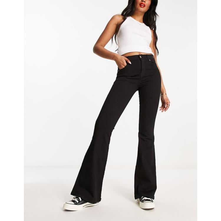 Specificitet væg faglært Dr Denim Macy flare jeans in black | ASOS