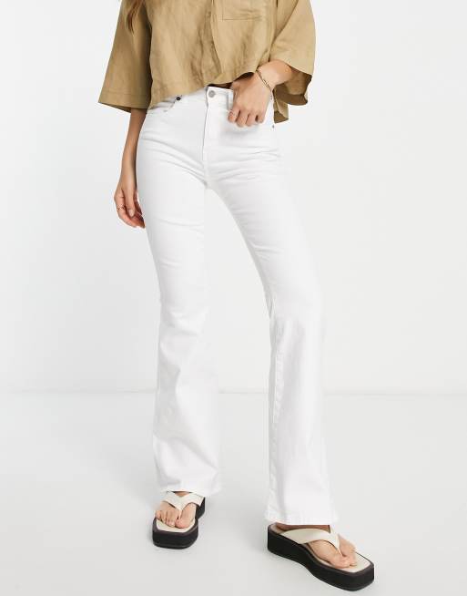 Dr Denim macy high rise flare jeans in white