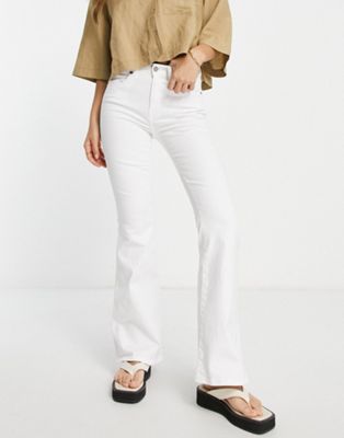 Dr Denim macy high waisted flare jeans in white