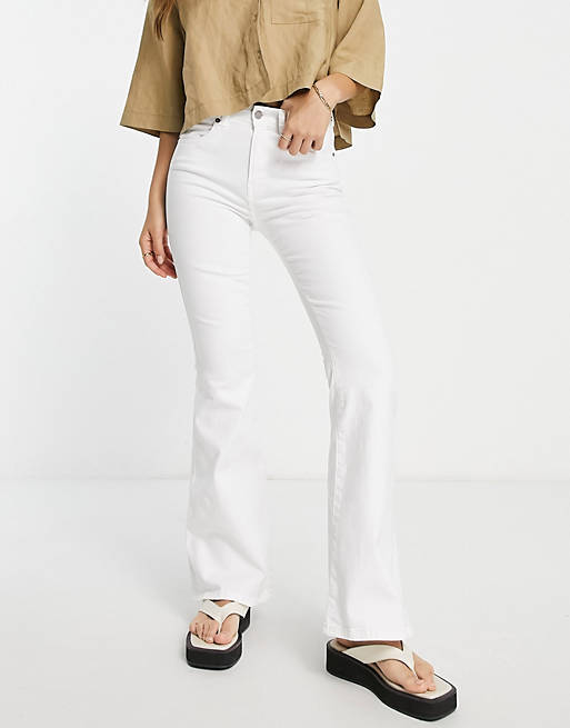 Dr Denim Macy high waisted flare jeans in white