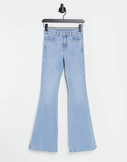 Dr Denim Macy mid rise flared jeans in light blue | ASOS