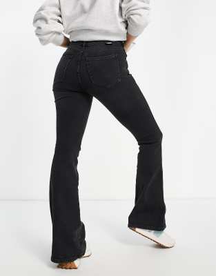 mid rise black flare jeans