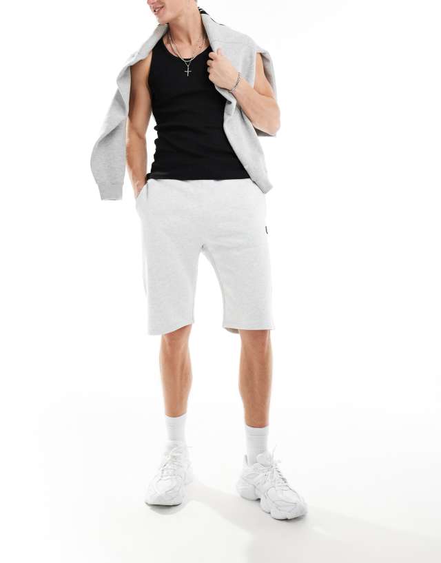 Dr Denim - madden casual jogger style shorts in light grey melange