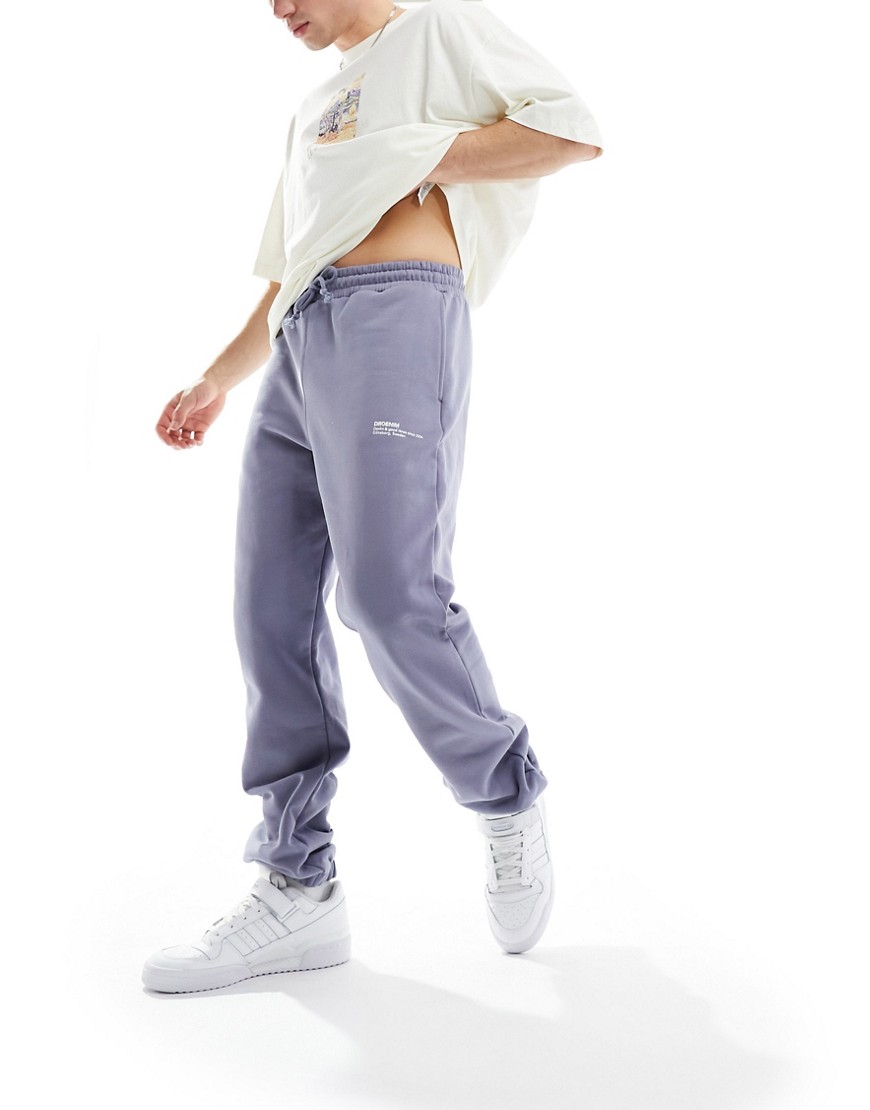 Dr Denim Madden Standard Heavyweight Sweatpants In Lavender Blue Granite-purple