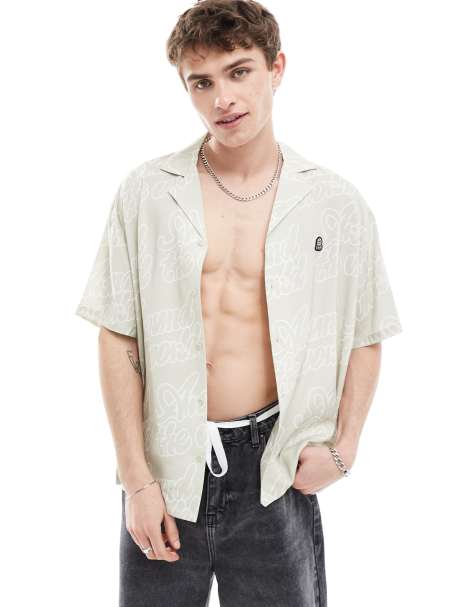 Dr Denim - Madi - Camicia a maniche corte comoda verde con grafica - view 1