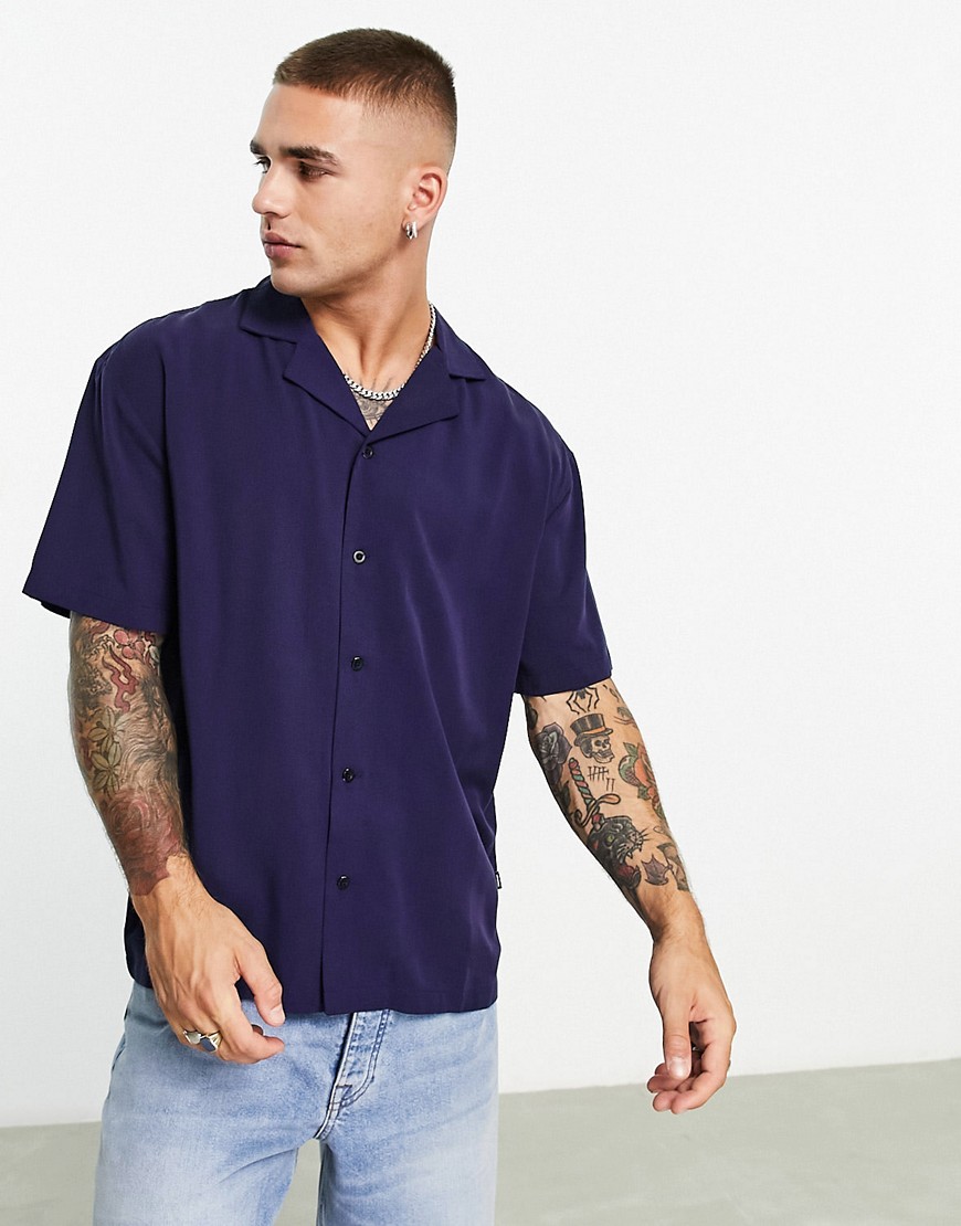 Dr Denim Madi relaxed fit short sleeve shirt in navy
