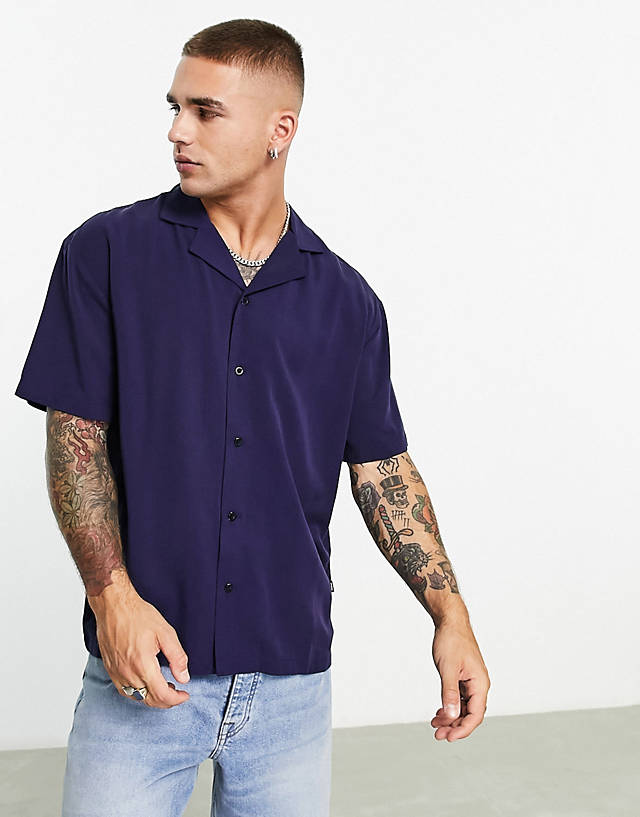 Dr Denim - madi relaxed fit short sleeve shirt in navy