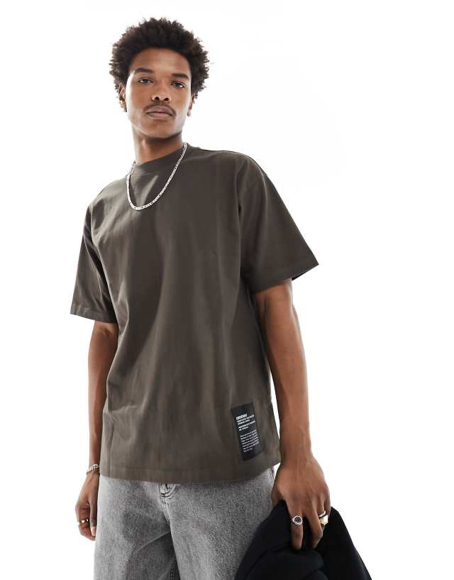 Dr Denim - miller oversized fit t-shirt in dark cedar brown