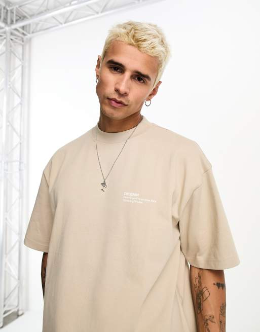 Dr Denim Miller small logo oversized t-shirt in beige