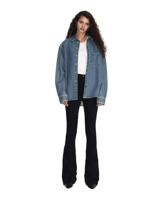 Dr Denim Moxy high flare jeans in black, 4 of 6