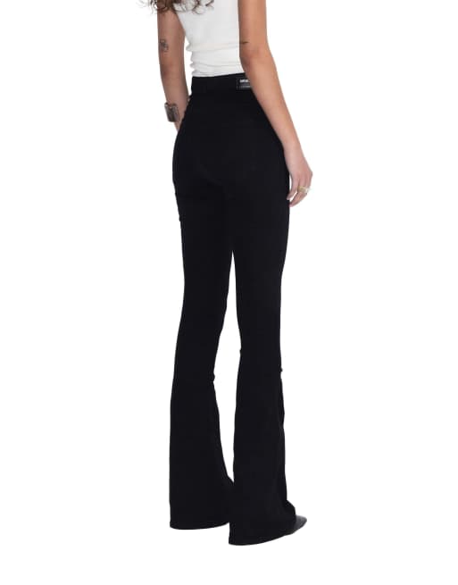 Dr Denim Moxy high flare jeans in black, 6 of 6