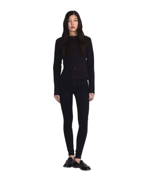 Dr Denim Moxy high skinny jeans in black - view 1