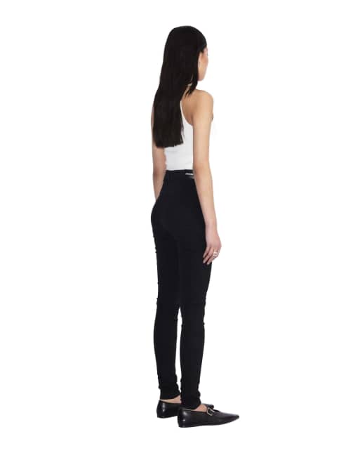 Dr Denim Moxy high skinny jeans in black, 2 of 7