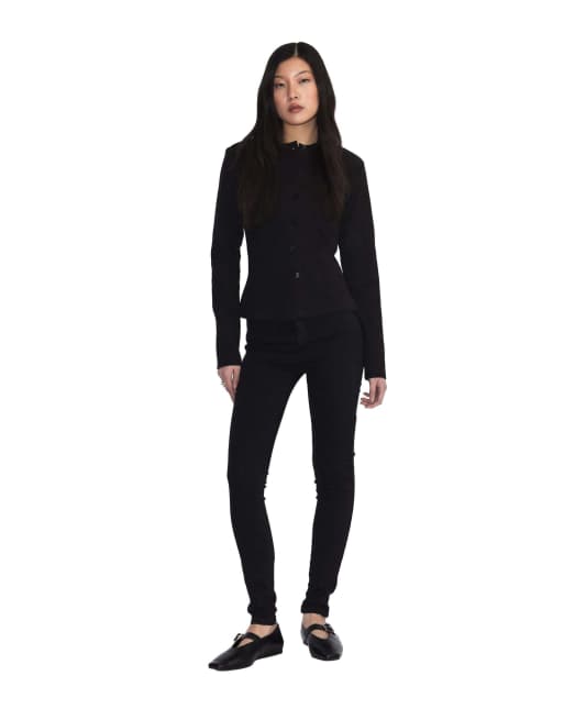Dr Denim Moxy high skinny jeans in black, 5 of 7