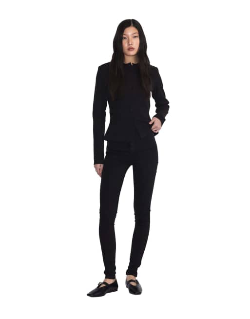 Dr Denim Moxy high skinny jeans in black, 6 of 7