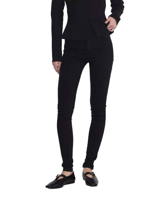 Dr Denim Moxy high skinny jeans in black, 7 of 7
