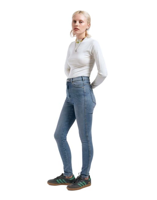 Dr Denim Moxy high skinny jeans in blue, 4 of 7