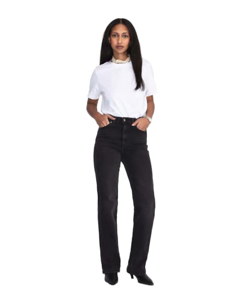Dr Denim Moxy high straight jeans in black - view 1