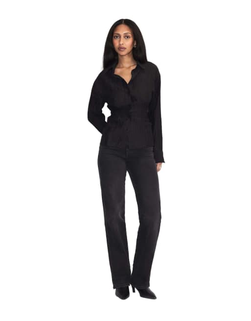 Dr Denim Moxy high straight jeans in black, 5 of 7