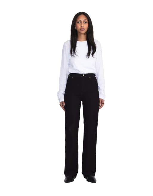 Dr Denim Moxy high straight jeans in black, 4 of 7