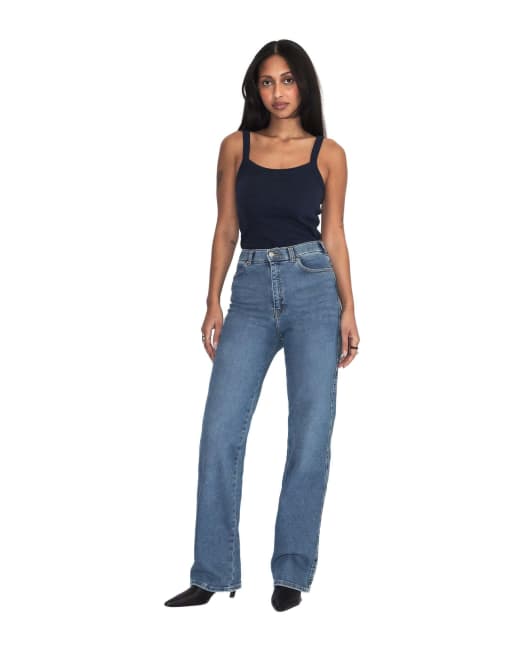 Dr Denim Moxy high straight jeans in blue, 4 of 7