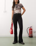[Dr Denim] Dr Denim Moxy high waist skinny fit stretch jeans with flare in black wash S L30 Black wash