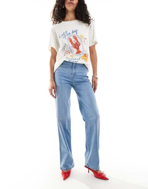 Dr Denim Moxy straight leg jeans in vale light wash blue