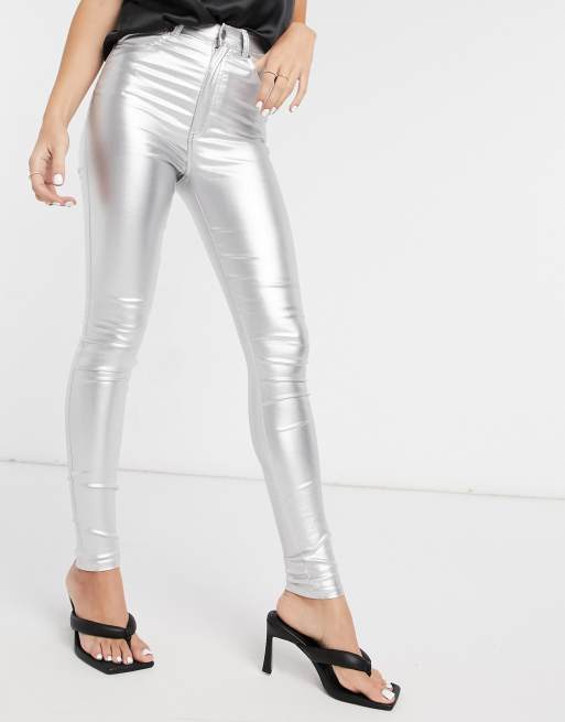 Metallic high-rise skinny jeans in silver - Dolce Gabbana