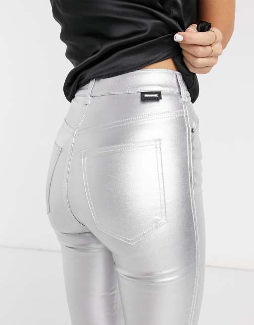 Metallic high-rise skinny jeans in silver - Dolce Gabbana