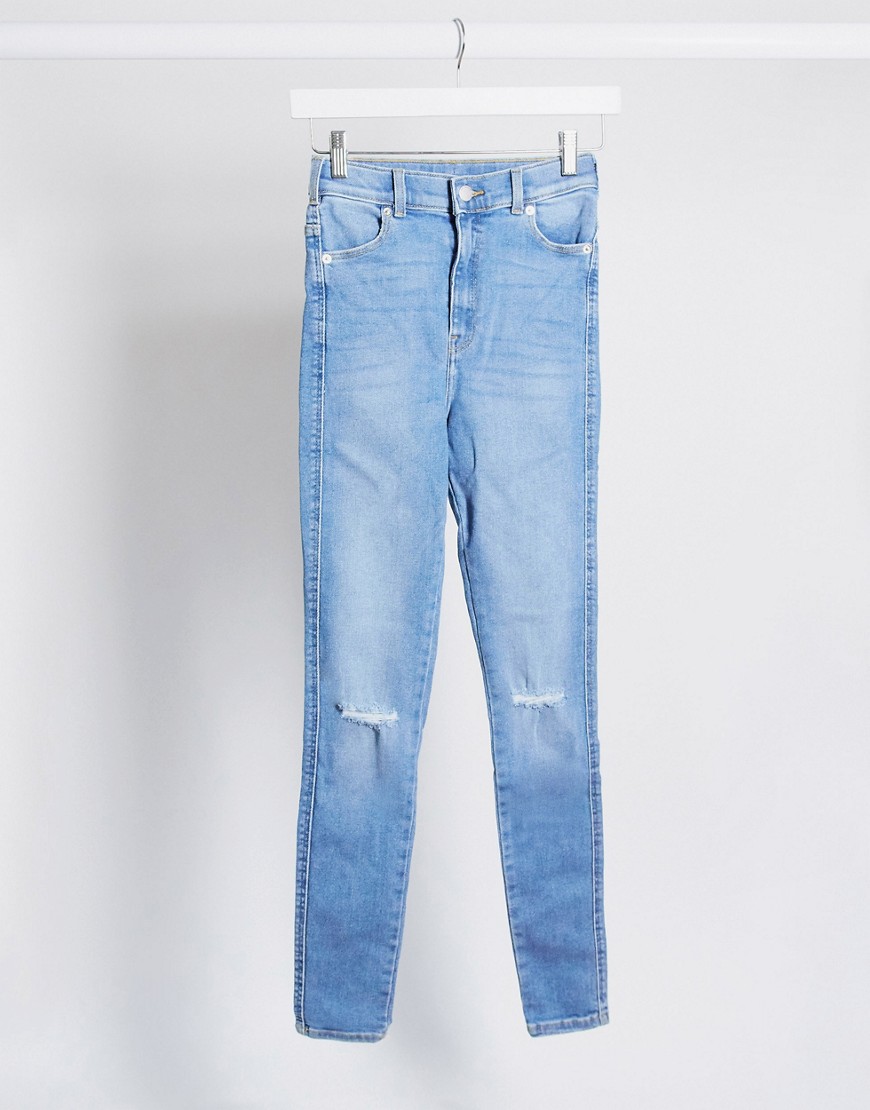 Dr Denim - Moxy sky high - Super skinny-jeans med flængede knæ-Blå