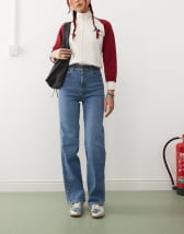 Dr Denim Petite Moxy straight leg jeans in cape light plain wash