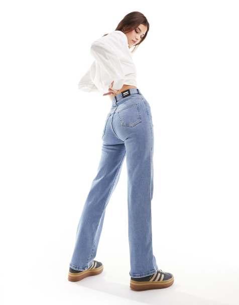 Dr Denim Moxy straight leg jeans in cape plain light blue - view 1