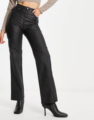 DR DENIM MOXY STRAIGHT LEG JEANS IN COATED BLACK