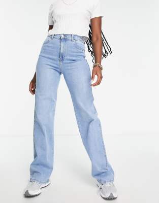 Dr Denim Moxy straight leg jeans in light wash blue