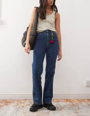 Dr Denim Moxy straight leg jeans in vale dark plain blue